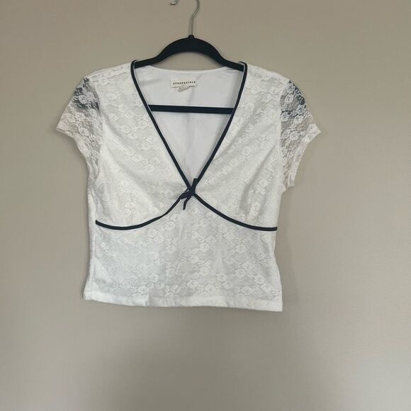 Aeropostale Tops - Aeropostale White Lace Crop Top